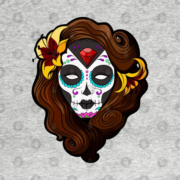 Day of the dead sugar skull pinup girl by Drawn2life